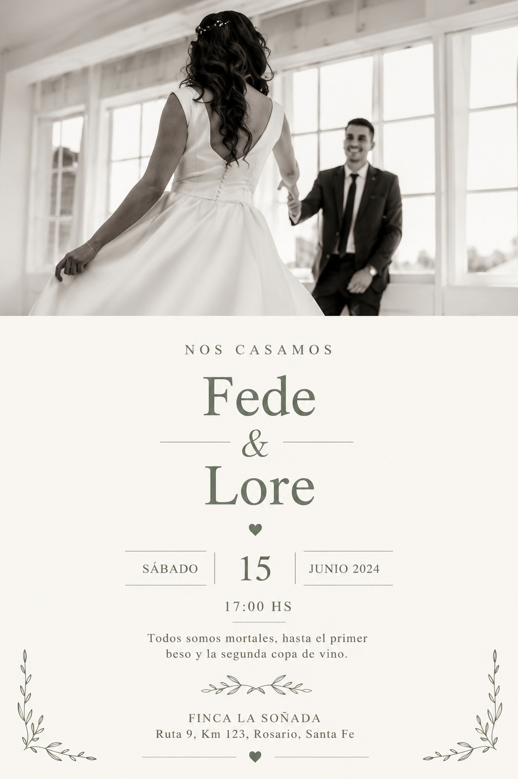 Diseño de invitación digital Blanco y Negro