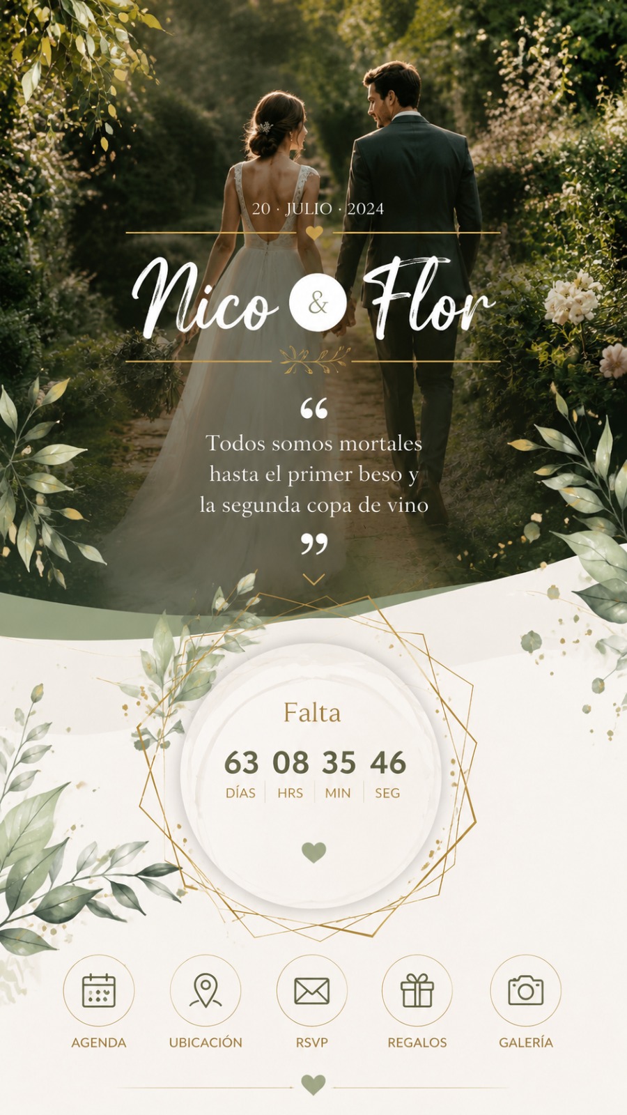 Diseño de invitación digital Jardín Verde